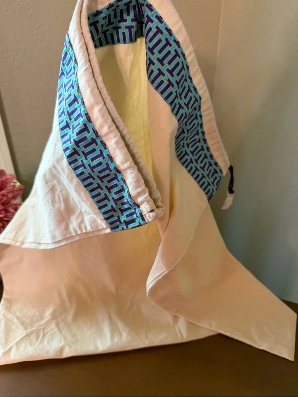 Tory Burch Olive Green, Navy and Cream Tapestry Tote with Dust Bag & long strap